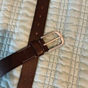 JOE'S Chunky Brown Leather Belt Silver Buckle - 38
